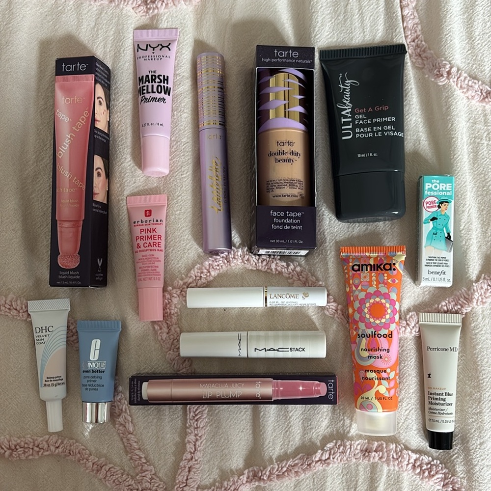 various makeup primers and samples